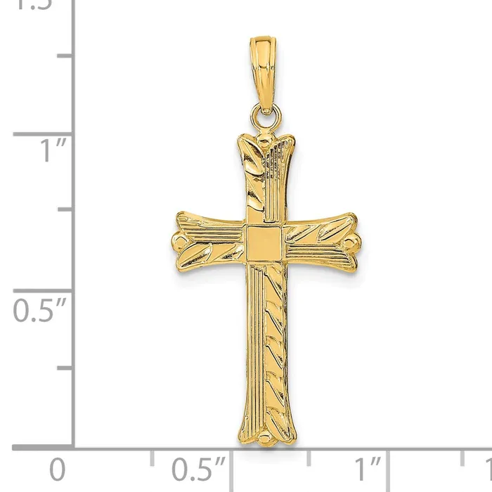 Necklaces TreasureFineJewelers 14K Textured wSquare Center Cross Pendant