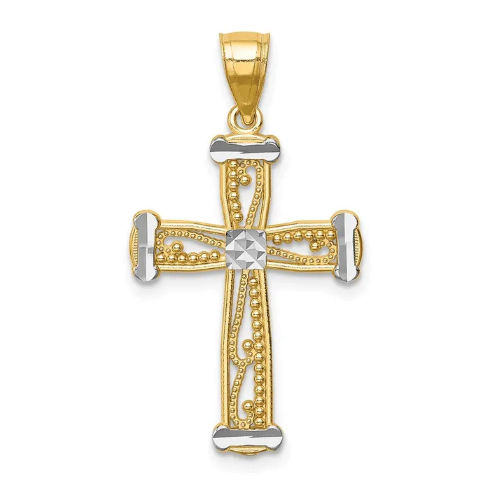 Necklaces TreasureFineJewelers 14k wRhodium Cross Pendant