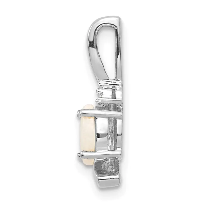Necklaces TreasureFineJewelers 14k White Gold Opal and Diamond Pendant