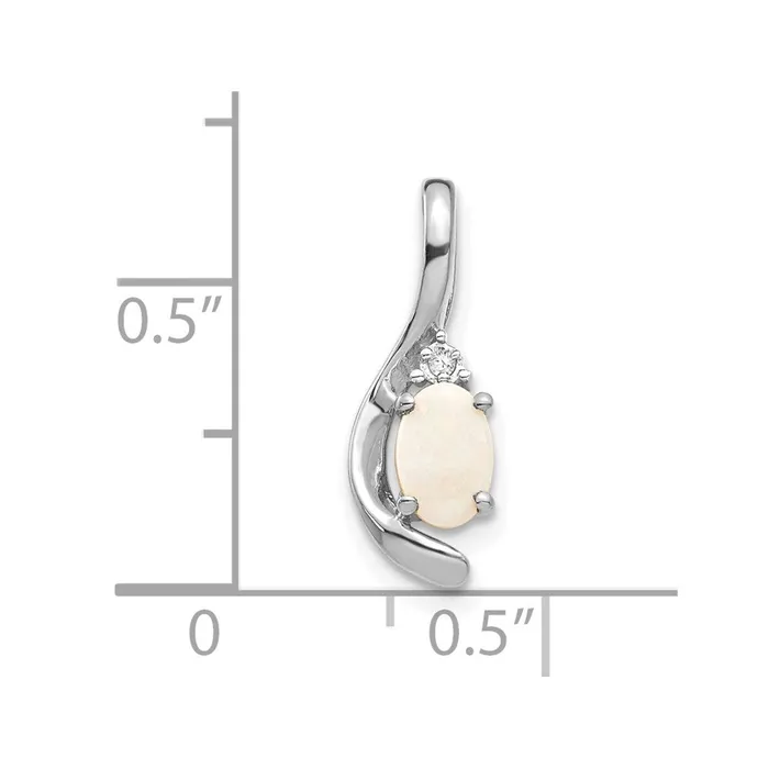 Necklaces TreasureFineJewelers 14k White Gold Opal and Diamond Pendant