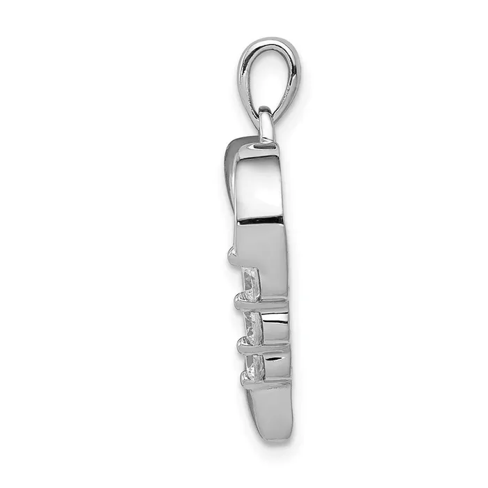 Necklaces TreasureFineJewelers 14k White Gold Three Stone 14ct Diamond Heart Pendant