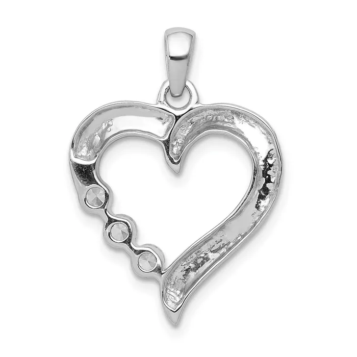 Necklaces TreasureFineJewelers 14k White Gold Three Stone 14ct Diamond Heart Pendant