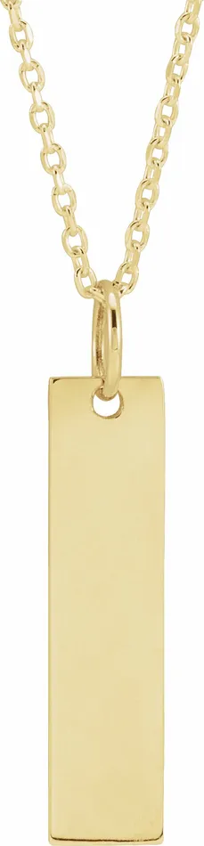 Necklaces TreasureFineJewelers 14K Yellow Gold 20x5 mm Engravable Bar 1618 Necklace Necklaces TreasureFineJewelers 14K Yellow Gold 20x5 mm Engravable Bar 1618 Necklace