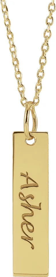 Necklaces TreasureFineJewelers 14K Yellow Gold 20x5 mm Engravable Bar 1618 Necklace