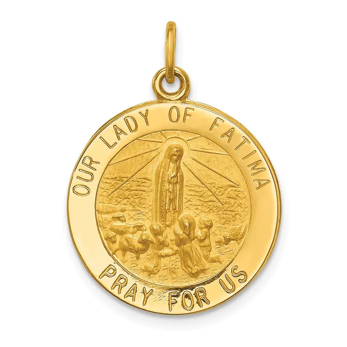 Necklaces TreasureFineJewelers 14k Yellow Gold Our Lady of Fatima Medal Pendant Necklaces TreasureFineJewelers 14k Yellow Gold Our Lady of Fatima Medal Pendant