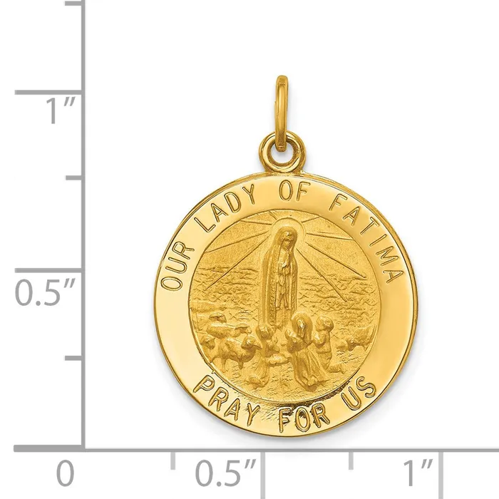Necklaces TreasureFineJewelers 14k Yellow Gold Our Lady of Fatima Medal Pendant