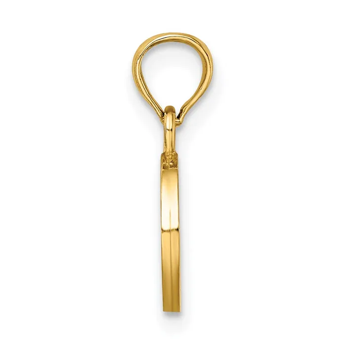 Necklaces TreasureFineJewelers 14k Yellow Gold Polished Block Letter O Initial Pendant