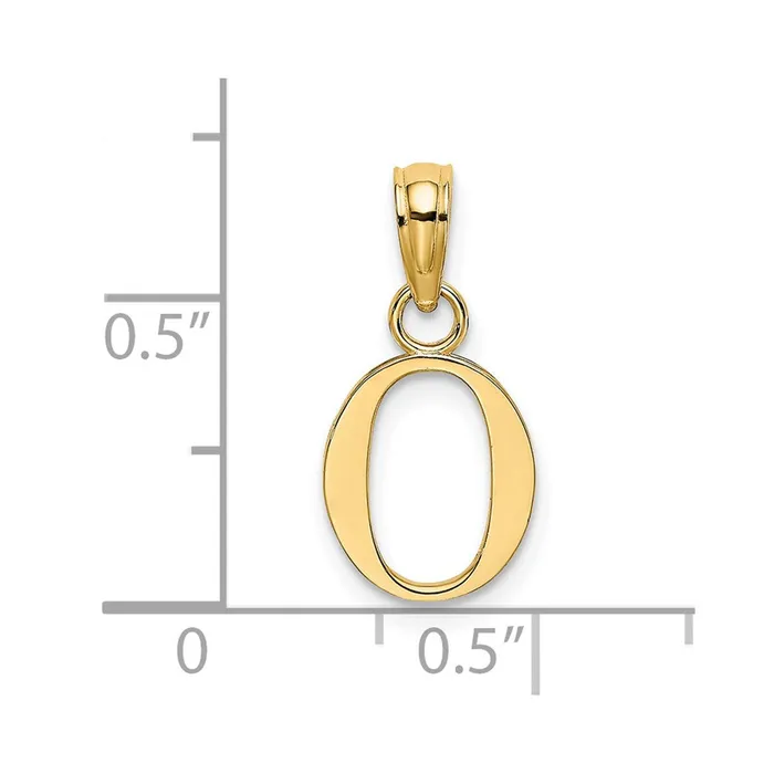 Necklaces TreasureFineJewelers 14k Yellow Gold Polished Block Letter O Initial Pendant