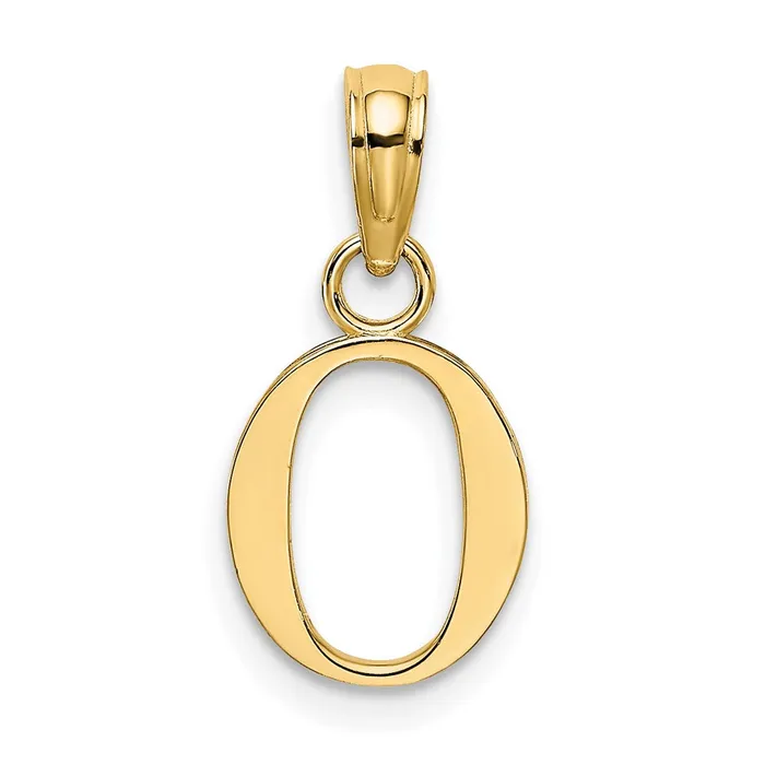 Necklaces TreasureFineJewelers 14k Yellow Gold Polished Block Letter O Initial Pendant