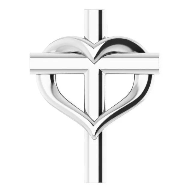 Necklaces TreasureFineJewelers Platinum Youth Cross with Heart Pendant