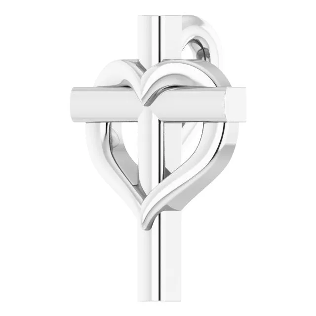 Necklaces TreasureFineJewelers Platinum Youth Cross with Heart Pendant