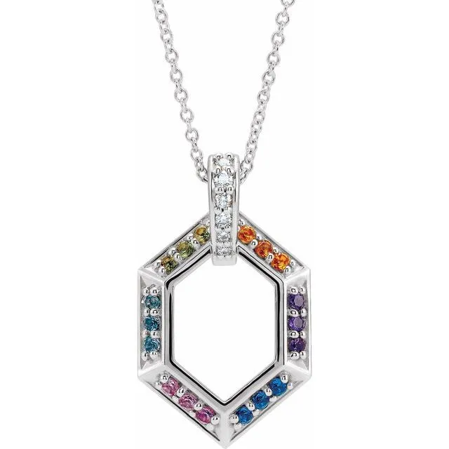 Necklaces TreasureFineJewelers Sterling Silver 6Stone Groups 06 CTW Diamond SemiSet Family 1618 Necklace