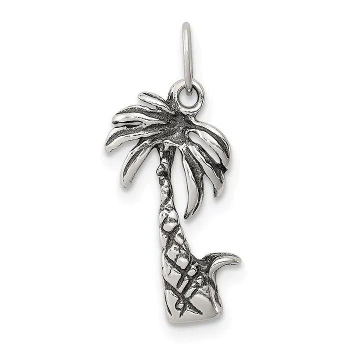 Necklaces TreasureFineJewelers Sterling Silver Antiqued Palm Tree Charm