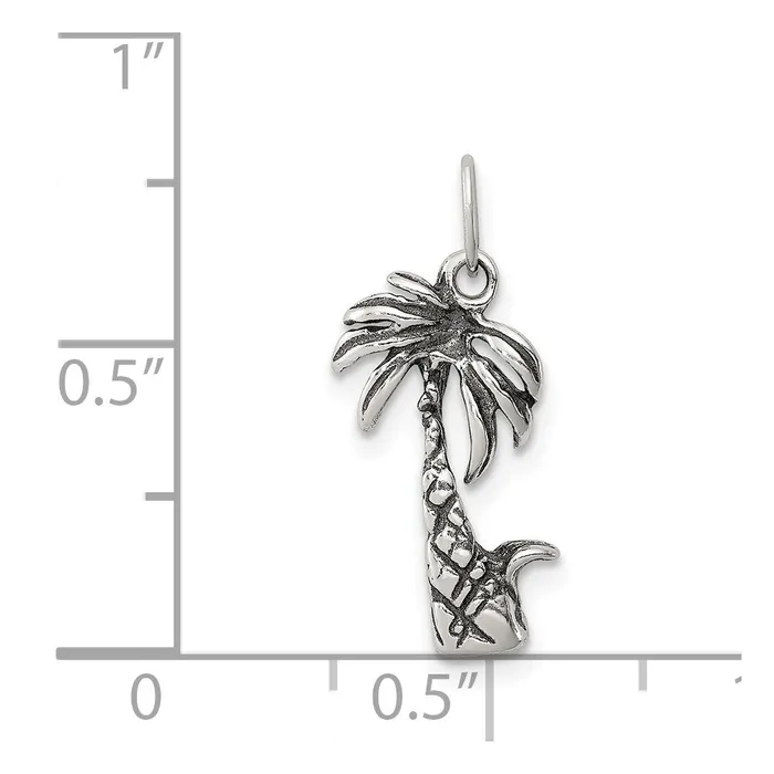 Necklaces TreasureFineJewelers Sterling Silver Antiqued Palm Tree Charm