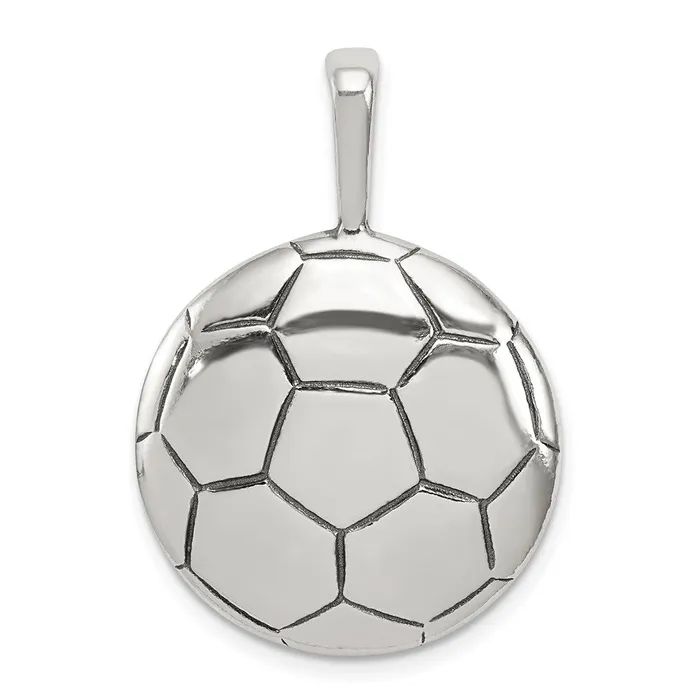 Necklaces TreasureFineJewelers Sterling Silver Antiqued Soccer Ball Pendant Necklaces TreasureFineJewelers Sterling Silver Antiqued Soccer Ball Pendant