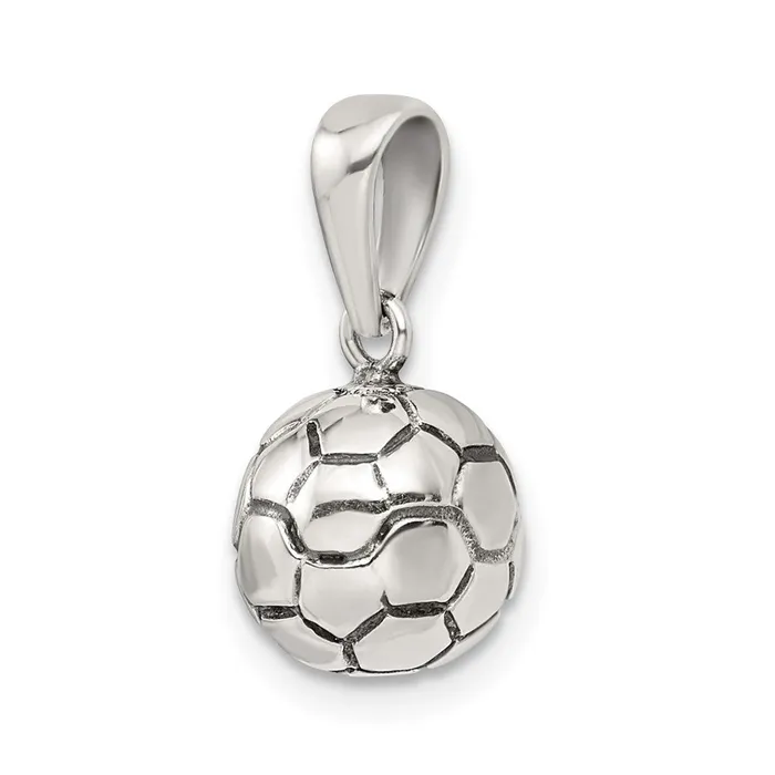 Necklaces TreasureFineJewelers Sterling Silver Antiqued Soccer Ball Pendant