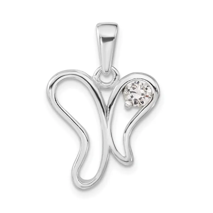 Necklaces TreasureFineJewelers Sterling Silver CZ Butterfly Pendant