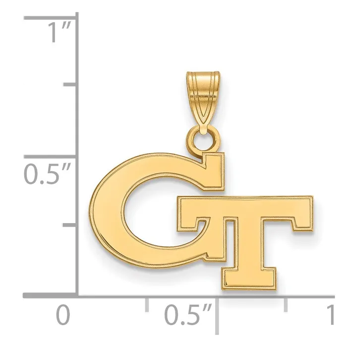 Necklaces TreasureFineJewelers Sterling Silver Goldplated Georgia Institute of Technology GT Small Pendant