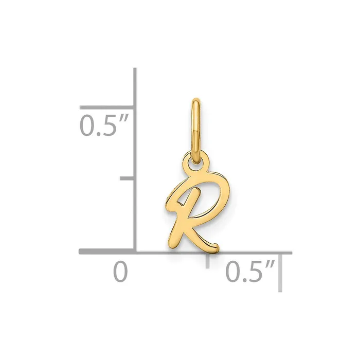 Necklaces TreasureFineJewelers Sterling Silver Goldplated Upper case Letter R Initial Charm