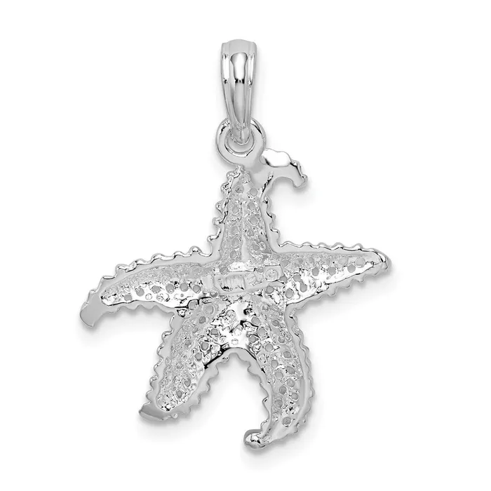 Necklaces TreasureFineJewelers Sterling Silver Polished Pierced Starfish Pendant