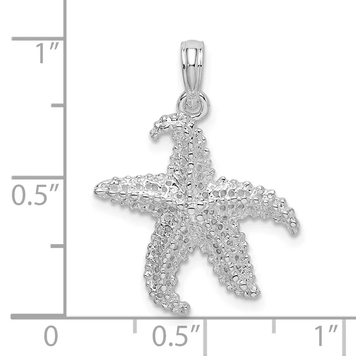 Necklaces TreasureFineJewelers Sterling Silver Polished Pierced Starfish Pendant