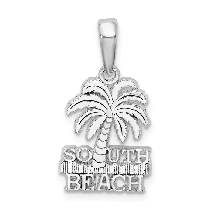 Necklaces TreasureFineJewelers Sterling Silver Polished South Beach Palm Tree Pendant Necklaces TreasureFineJewelers Sterling Silver Polished South Beach Palm Tree Pendant