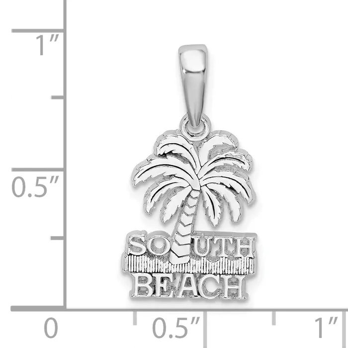 Necklaces TreasureFineJewelers Sterling Silver Polished South Beach Palm Tree Pendant
