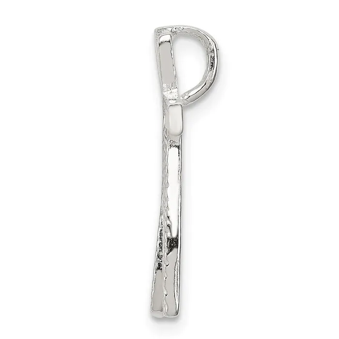 Necklaces TreasureFineJewelers Sterling Silver Polished Textured Letter N Initial Chain Slide