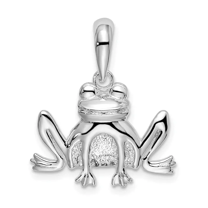 Necklaces TreasureFineJewelers Sterling Silver PolishedTextured Sitting Frog Pendant Necklaces TreasureFineJewelers Sterling Silver PolishedTextured Sitting Frog Pendant