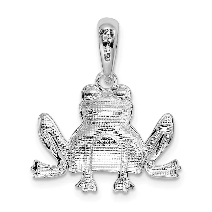 Necklaces TreasureFineJewelers Sterling Silver PolishedTextured Sitting Frog Pendant