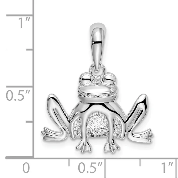 Necklaces TreasureFineJewelers Sterling Silver PolishedTextured Sitting Frog Pendant