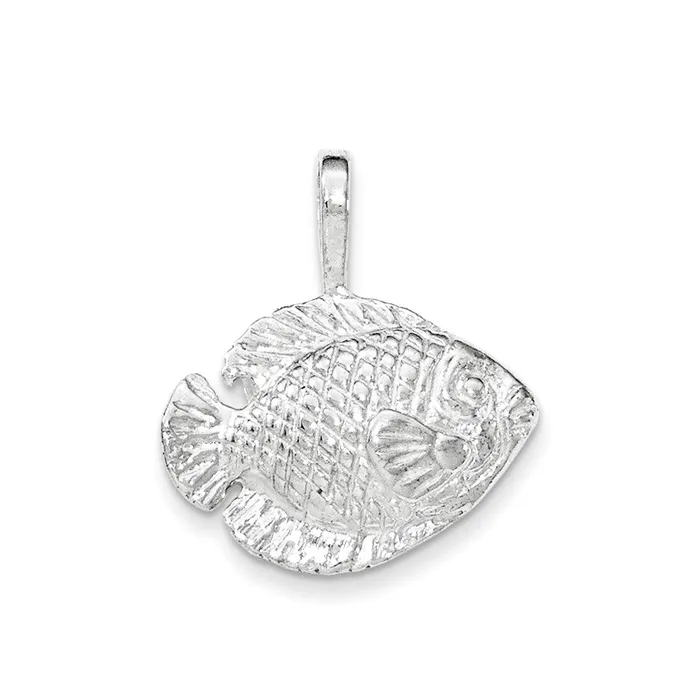 Necklaces TreasureFineJewelers Sterling Silver Polished Tropical Fish Pendant Necklaces TreasureFineJewelers Sterling Silver Polished Tropical Fish Pendant