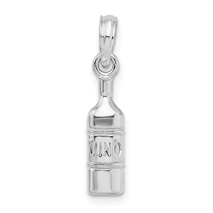 Necklaces TreasureFineJewelers Sterling Silver Polished Wine Bottle Pendant Necklaces TreasureFineJewelers Sterling Silver Polished Wine Bottle Pendant
