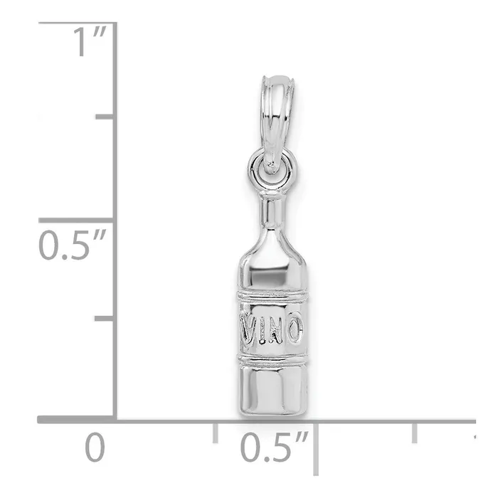 Necklaces TreasureFineJewelers Sterling Silver Polished Wine Bottle Pendant
