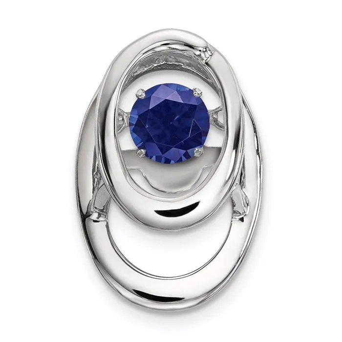 Necklaces TreasureFineJewelers Sterling Silver Rhodium Created Sapphire Birthstone Vibrant Chain Slide Necklaces TreasureFineJewelers Sterling Silver Rhodium Created Sapphire Birthstone Vibrant Chain Slide