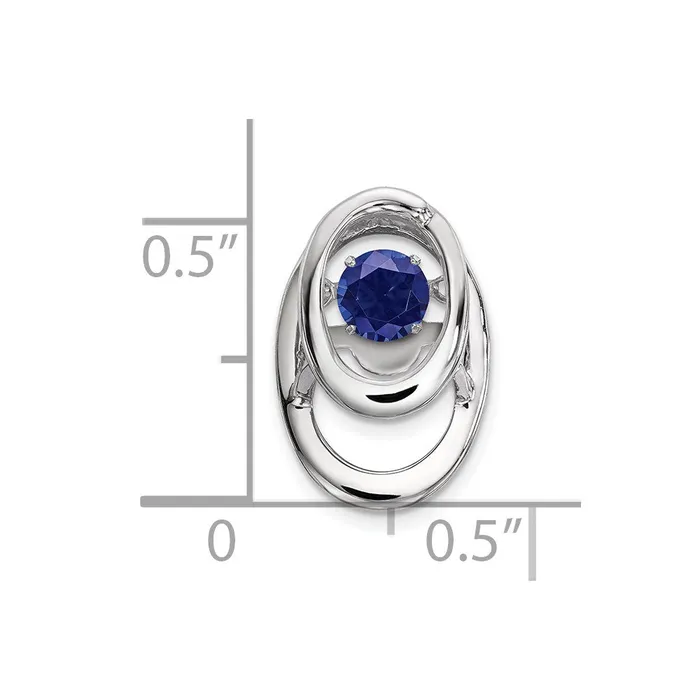 Necklaces TreasureFineJewelers Sterling Silver Rhodium Created Sapphire Birthstone Vibrant Chain Slide