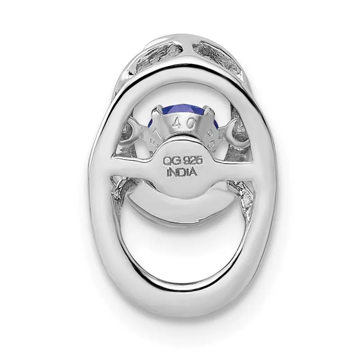Necklaces TreasureFineJewelers Sterling Silver Rhodium Created Sapphire Birthstone Vibrant Chain Slide
