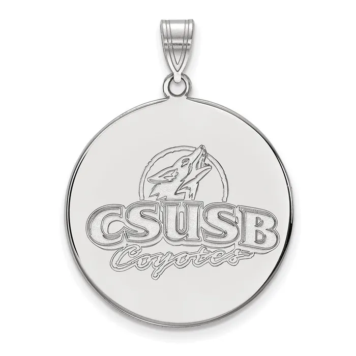 Necklaces TreasureFineJewelers Sterling Silver Rhodiumplated California State University San Bernardino Coyotes Extra Large Disc Pendant