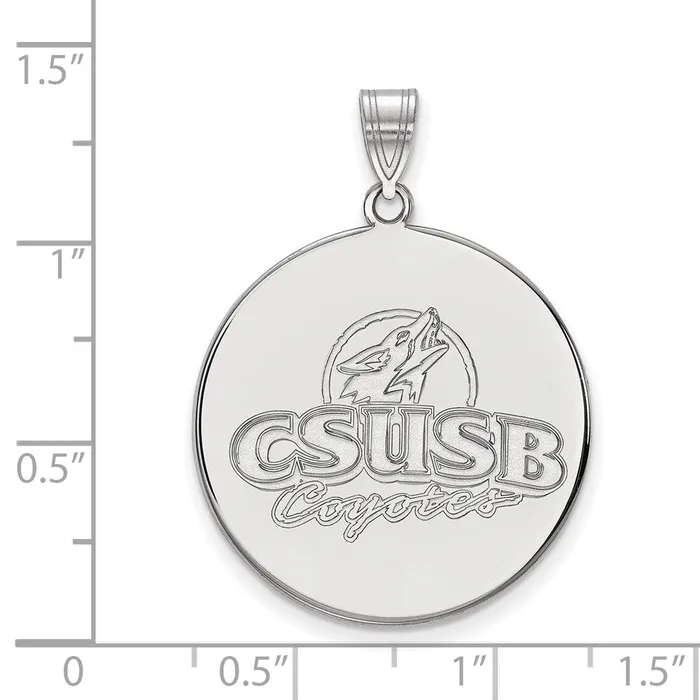 Necklaces TreasureFineJewelers Sterling Silver Rhodiumplated California State University San Bernardino Coyotes Extra Large Disc Pendant