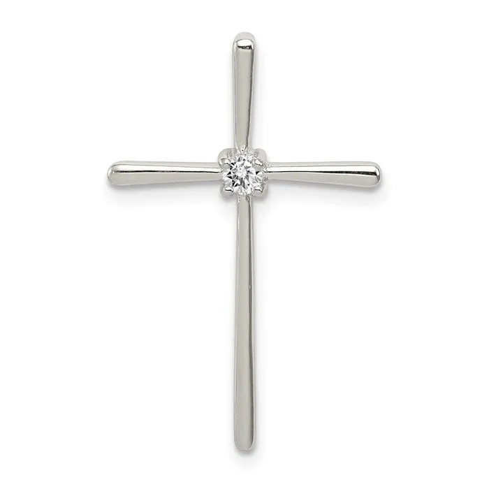 Necklaces TreasureFineJewelers Sterling Silver Rhodiumplated CZ Cross Slide Pendant Necklaces TreasureFineJewelers Sterling Silver Rhodiumplated CZ Cross Slide Pendant