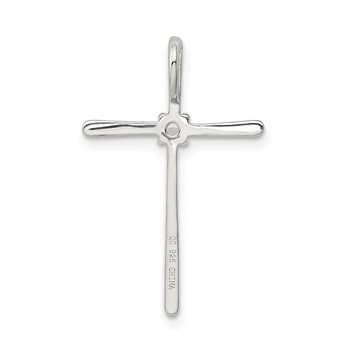 Necklaces TreasureFineJewelers Sterling Silver Rhodiumplated CZ Cross Slide Pendant