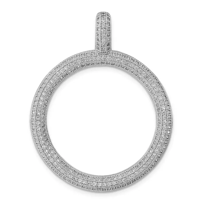 Necklaces TreasureFineJewelers Sterling Silver Rhodiumplated CZ Wavy Circle Pendant Necklaces TreasureFineJewelers Sterling Silver Rhodiumplated CZ Wavy Circle Pendant