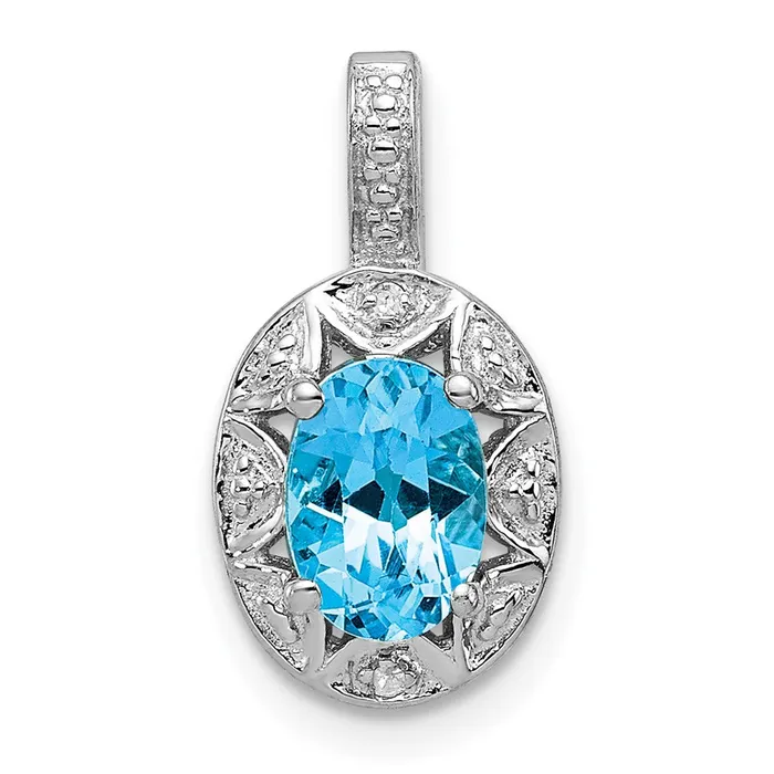Necklaces TreasureFineJewelers Sterling Silver Rhodiumplated Diam Blue Topaz Pendant Necklaces TreasureFineJewelers Sterling Silver Rhodiumplated Diam Blue Topaz Pendant