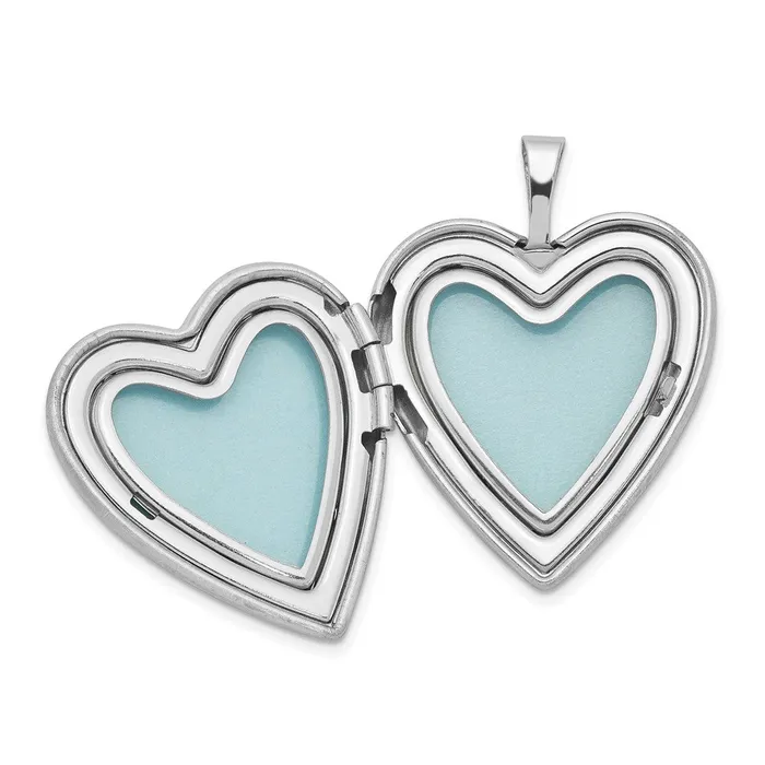Necklaces TreasureFineJewelers Sterling Silver Rhodiumplated Diamond Polished Satin Heart 18in Locket Necklace 14in Pendant Necklace Set