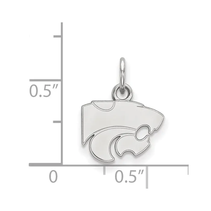 Necklaces TreasureFineJewelers Sterling Silver Rhodiumplated Kansas State University Wildcat Extra Small Pendant