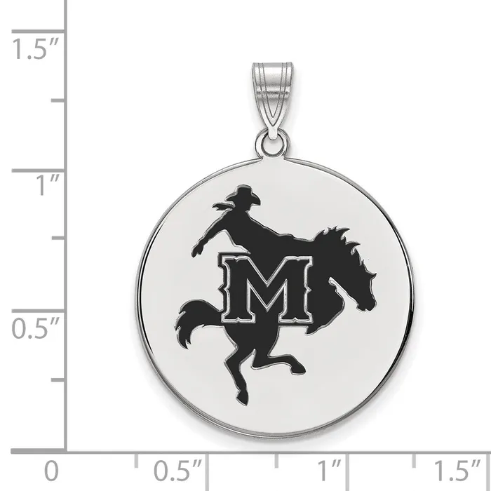 Necklaces TreasureFineJewelers Sterling Silver Rhodiumplated McNeese State University Extra Large Enameled Disc Pendant