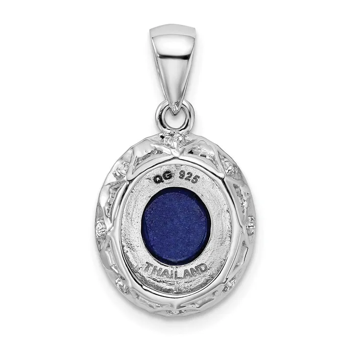 Necklaces TreasureFineJewelers Sterling Silver Rhodiumplated Polished wLapis White Topaz Pendant