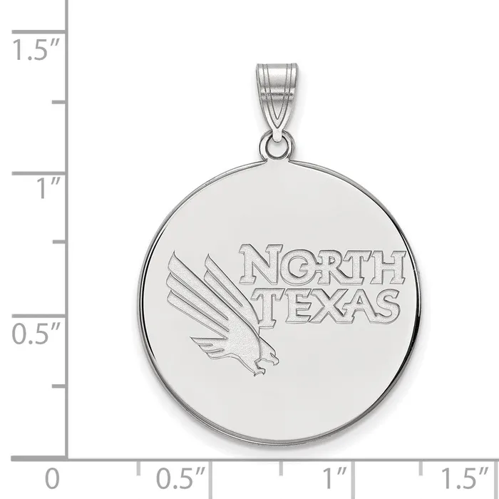Necklaces TreasureFineJewelers Sterling Silver Rhodiumplated University of North Texas Extra Large Disc Pendant