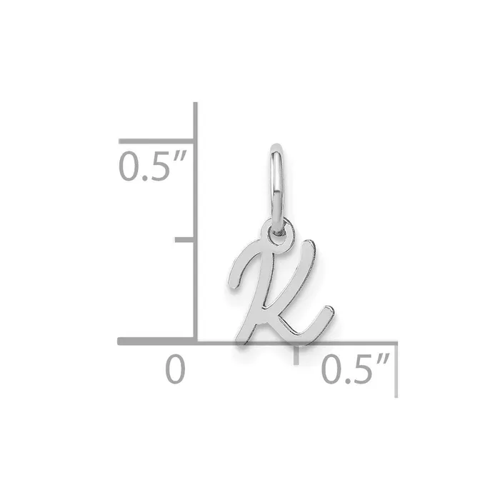 Necklaces TreasureFineJewelers Sterling Silver Rhodiumplated Upper case Letter K Initial Charm