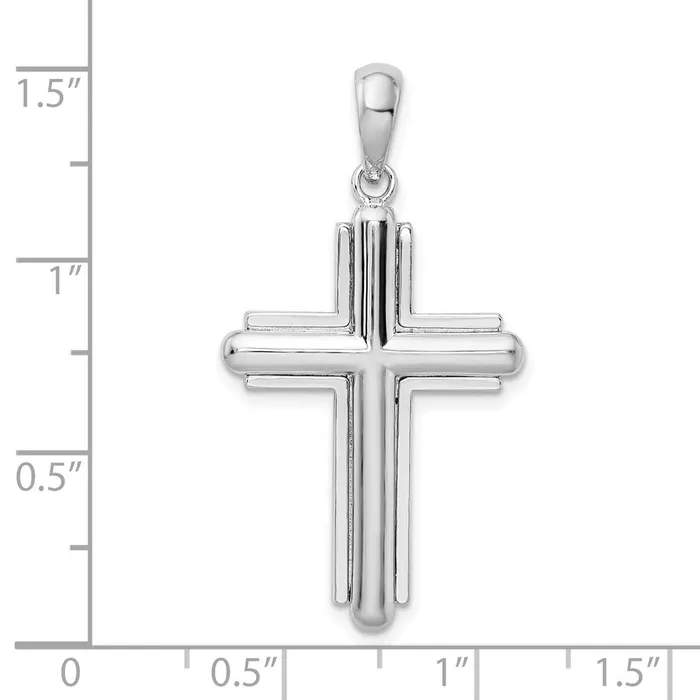 Necklaces TreasureFineJewelers Sterling Silver Rounded Cross wFrame Pendant